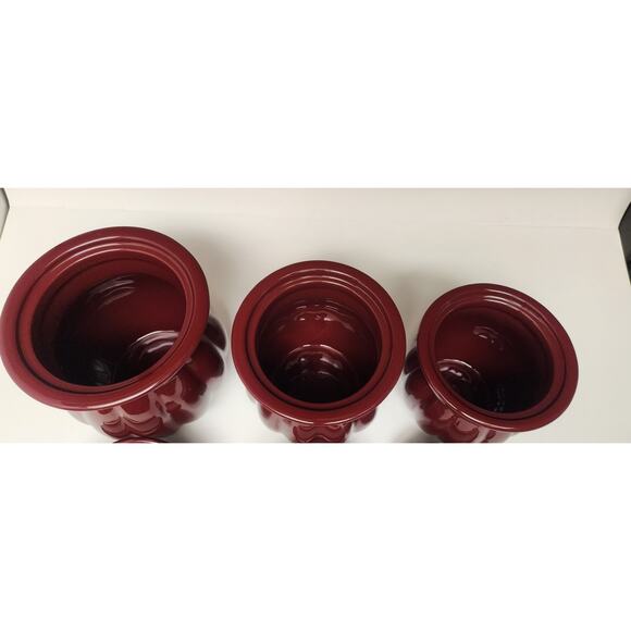 Celebrating Home 3Pc Vintage Berry Red Cookie Jar Canisters - Picture 4 of 13